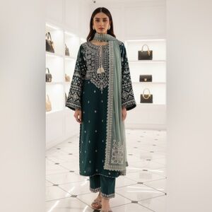 Lawn embroidered suit